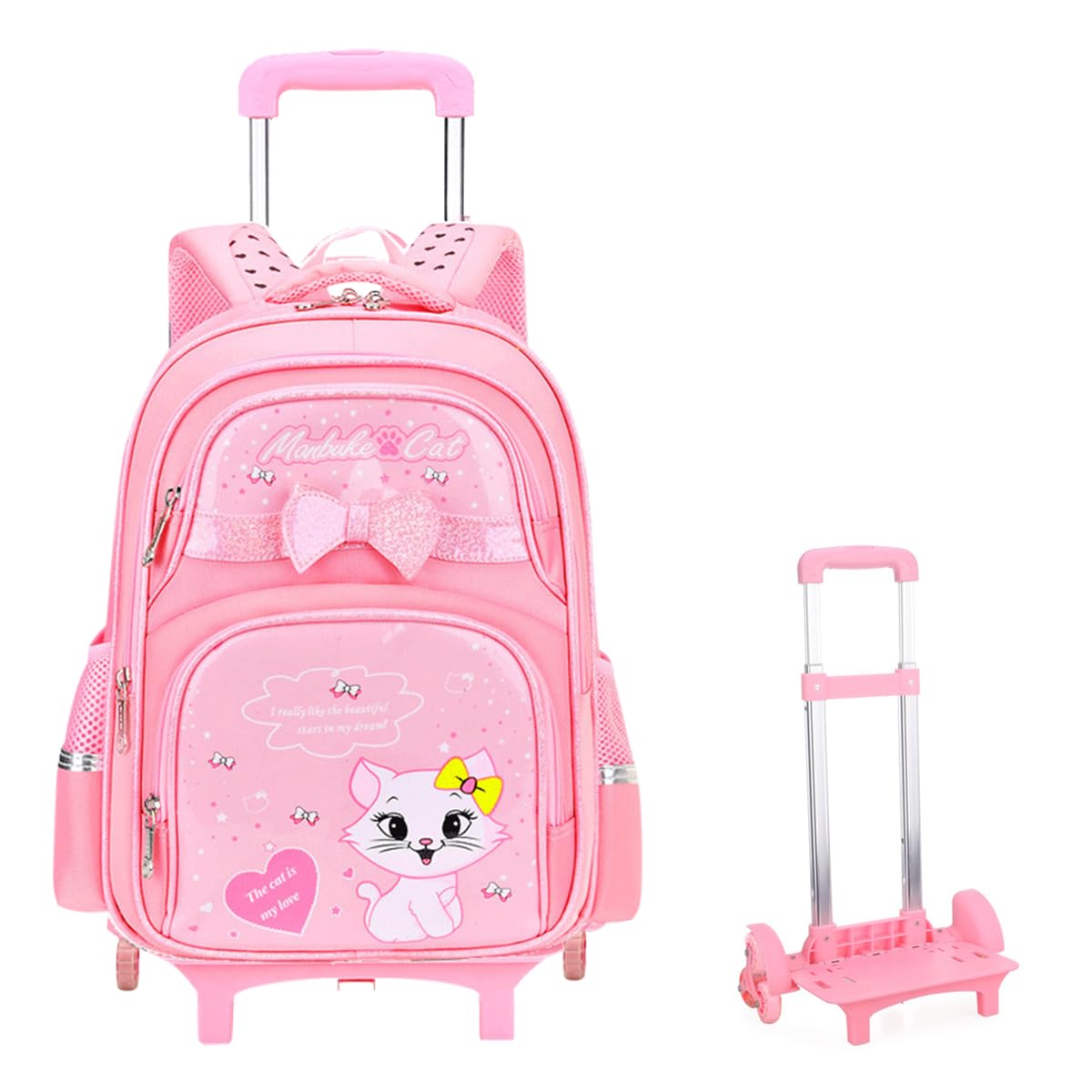 PALAY® School Backpack Girls School Backpack on Wheel Cute Cartoon Print School Backpack Detachable Wheel Stand with Puller School Gift Backpack for 6-12 Years Old PALAY® School Backpack Girls School Backpack on Wheel Cute Cartoon Print School Backpack Detachable Wheel Stand with Puller School Gift Backpack for 6-12 Years Old